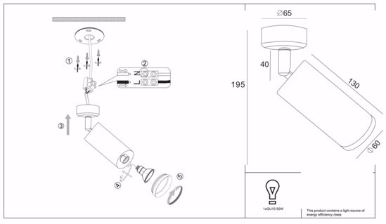 Faretto spot da soffitto cilindro nero luce orientabile gu10