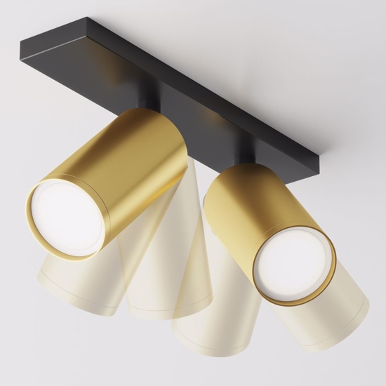 Plafoniera con faretti led nero oro 2 luci orientabili focus maytoni