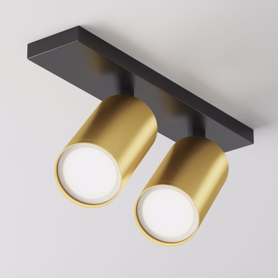 Plafoniera con faretti led nero oro 2 luci orientabili focus maytoni