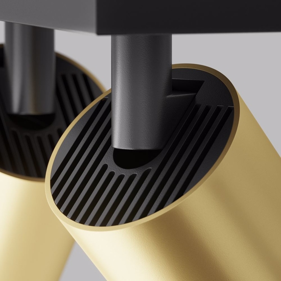 Plafoniera con faretti led nero oro 2 luci orientabili focus maytoni
