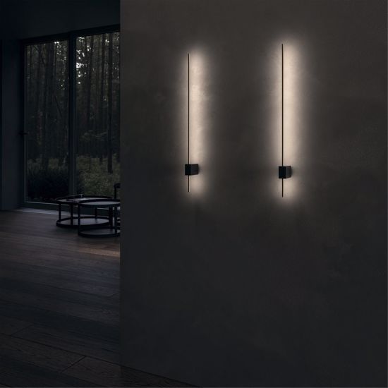 Applique led 6w 3000k bacchetta sottile nero oro design moderna