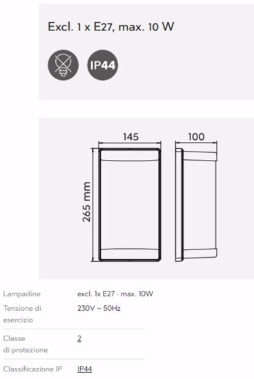 Applique per esterno da parete bianca moderna ip44