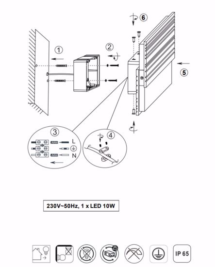 Applique rettangolare per esterno moderna antracite led smd 10w 3000k ip44