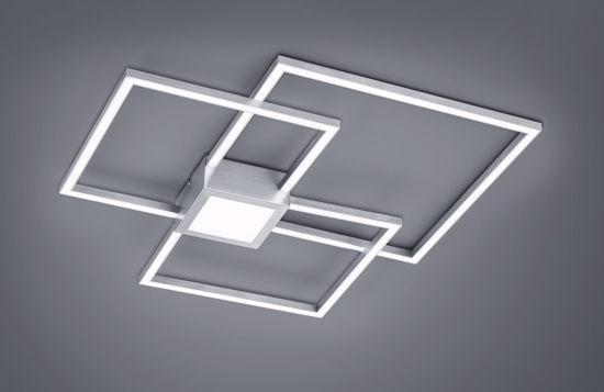 Plafoniera grigio nichel led 38w 3000k dimmerabile design per soggiorno moderno