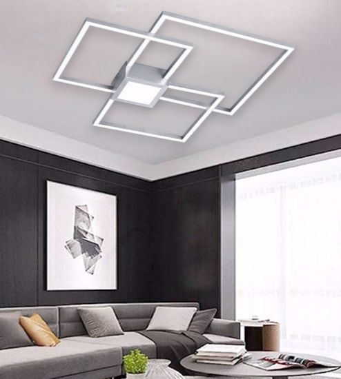 Plafoniera grigio nichel led 38w 3000k dimmerabile  per soggiorno 