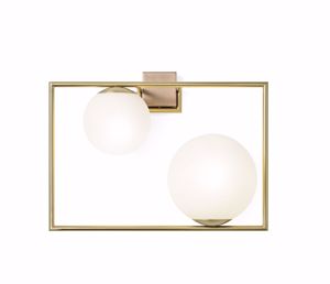 Applique oro lampada da parete 2 sfere vetro bianche buble miloox