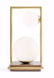 Lampada da tavolo miloox buble design moderno 2 sfere vetro bianco