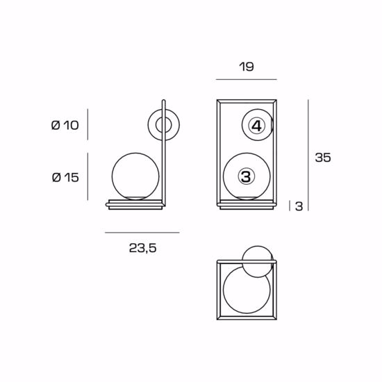 Lampada da tavolo miloox buble design moderno 2 sfere vetro bianco