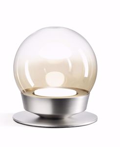 Lampada da tavolo jotto moderna sfera vetro trasparente e ambra miloox