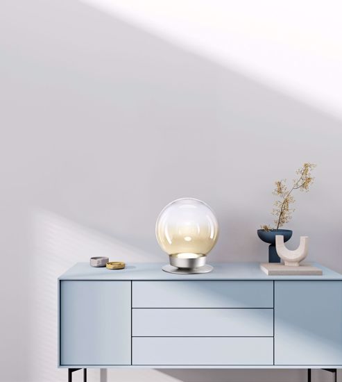 Lampada da tavolo sfera 25cm trasparente e ambra moderna miloox jotto