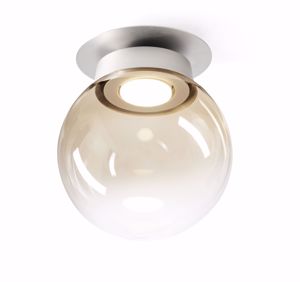 Plafoniera moderna sfera vetro ambrato da soggiorno sforzin miloox