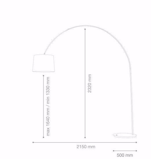 Dorsale mpt1 lampada ad arco grande moderna bianca stelo squadrato