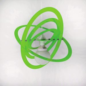 Lampadario a sospensione da cameretta anelli plastica verde lucido fp