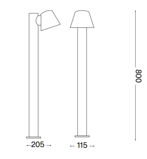 Gas pt1 ideal lux lampione da esterno antracite ip43 per viali giardini