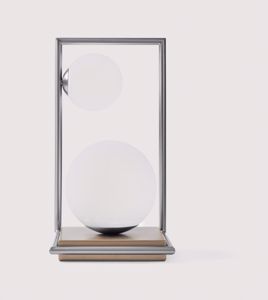 Lampada da tavolo miloox buble moderna grigia sfere vetro bianco