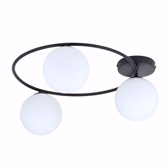 Plafoniera per cucina design moderna nera sfere di vetro bianco