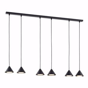 Lampadario barra nero 6 sospensioni per tavolo soggiorno moderno