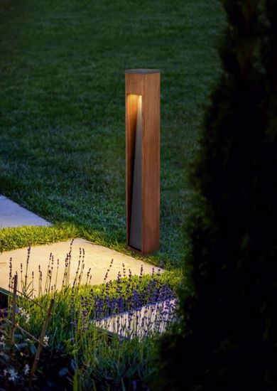 Lampione da giardino moderno legno 80cm ip44