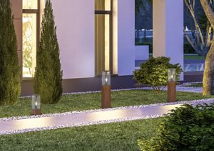 Lampioncino antracite moderno da giardino legno ip44