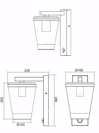 Applique con sensore crepuscolare di movimento antracite per esterni ip44