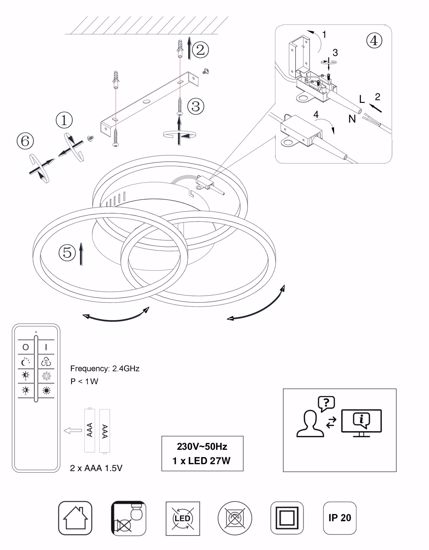 Plafoniera bianca led tricolore da 2700k a 6000k dimmerabile con telecomando moderna