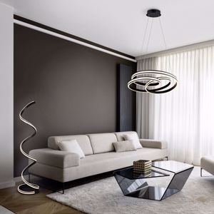 Lampadario led 60w tricolor dimmerabile nero per soggiorno moderno