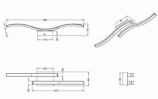 Plafoniera doppia onda nera led 10w 4000k design moderna