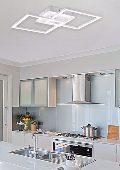Plafoniera bianca per cucina moderna quadrati led 4000k 25w dimmerabile