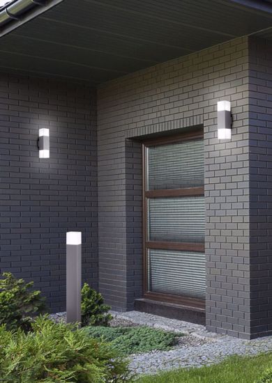 Lampione quadrato grigio moderno da giardino per esterno ip44 fp