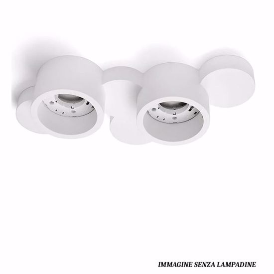 Plafoniera gesso bianca cerchi due luci lampadine gx53 moderna chio sforzin
