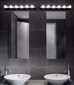 Prive ap6 applique nero specchio bagno e trucco 6 luci ideal lux