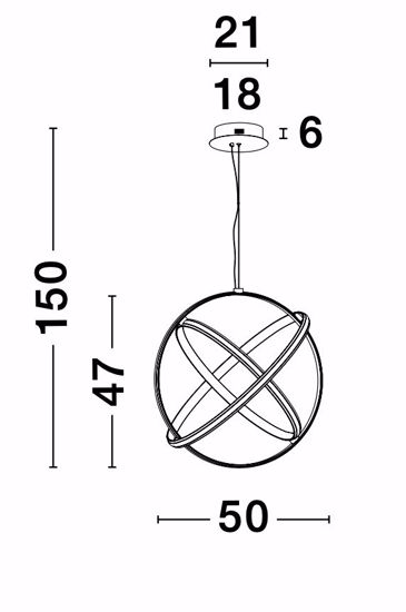 Lampadario moderno sferico per soggiorno anelli led 53w 3000k nero