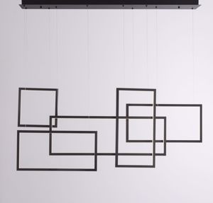 Lampadario per soggiorno moderno led 80w 3000k dimmerabile nero design geometrico