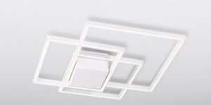 Plafoniera led quadrati bianca 56w 3000k per soggiorno design geometrico