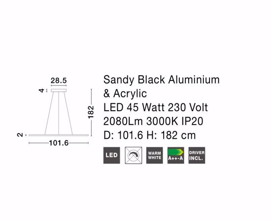 Lampadario design moderno nero led 45w 3000k per soggiorno