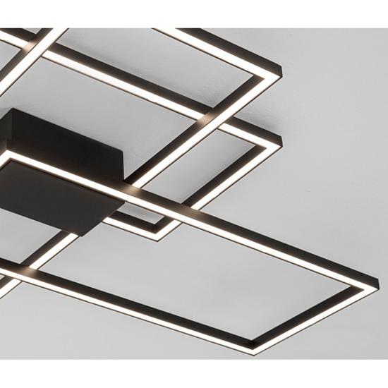 Plafoniera nera design luminosa led 55w dimmerabile 3000k per soggiorno