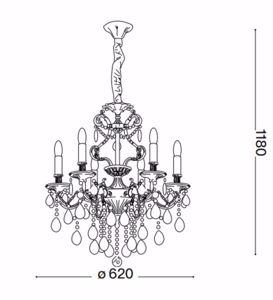 Gioconda sp6 lampadario classico cristallo argento 6 luci ideal lux