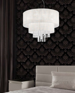Opera sp6 ideal lux lampadario per camera da letto paralume bianco con cristalli
