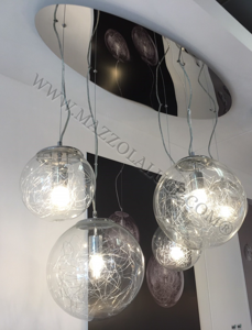 Mapa max sp5 ideal lux lampada a sospensione per soggiorno 5 luci sfere di vetro