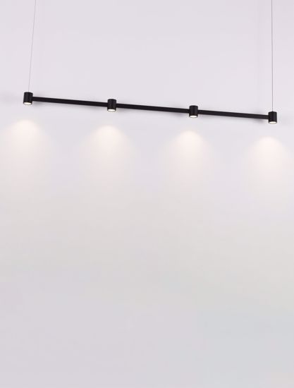 Lampadario nero sospensione barra orizzontale 4 luci led per tavolo