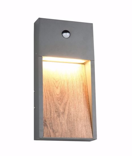 Applique per esterno sensore di movimento antracite effetto legno led 11w 3000k ip44