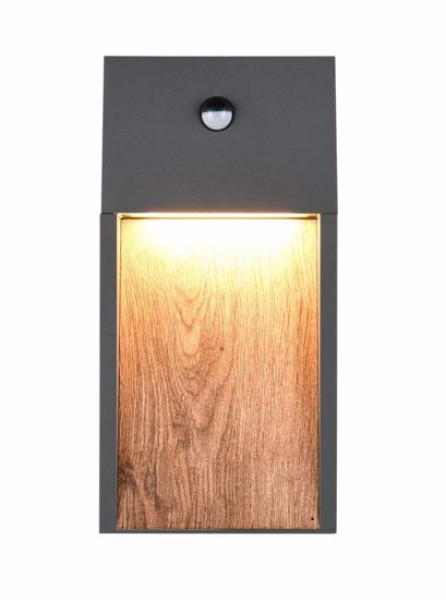 Applique per esterno sensore di movimento antracite effetto legno led 11w 3000k ip44