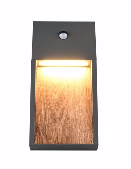 Applique per esterno sensore di movimento antracite effetto legno led 11w 3000k ip44