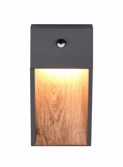 Applique per esterno sensore di movimento antracite effetto legno led 11w 3000k ip44