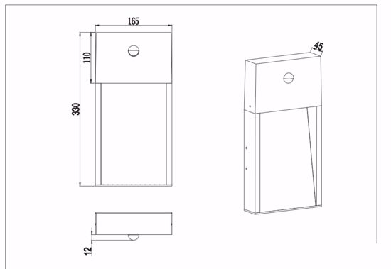 Applique per esterno sensore di movimento antracite effetto legno led 11w 3000k ip44