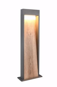 Lampioncino da giardino moderno antracite effetto legno led 11w 3000k ip44