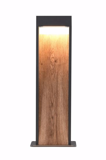 Lampioncino da giardino moderno antracite effetto legno led 11w 3000k ip44