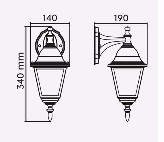 Applique nera da esterno design lanterna ip44