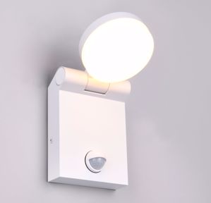 Applique bianca da esterno con sensore crepuscolare movimento led 7w cct ip44