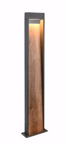 Lampione antracite da giardino 100cm moderno effetto legno led 11w 3000k ip44